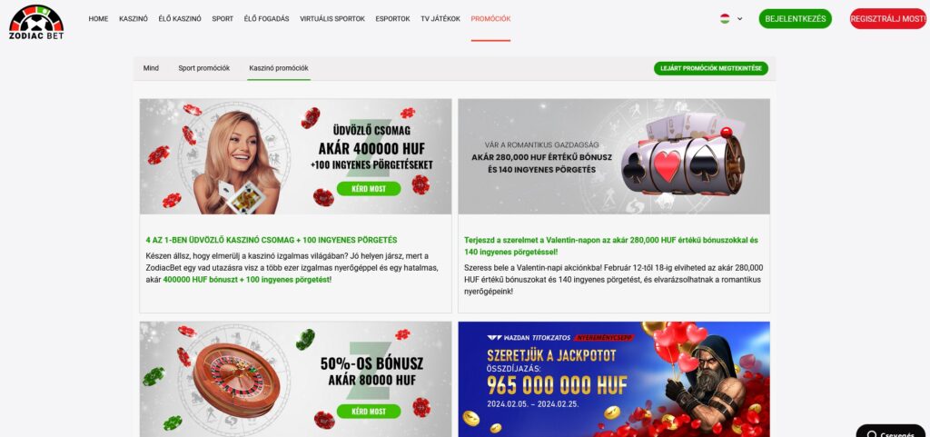 Milyen bónuszokat kínál a Zodiac Casino?