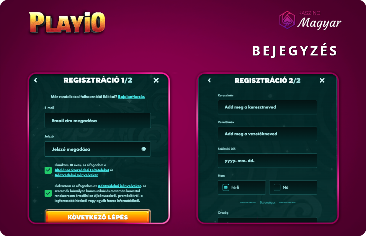 Playio regisztráció