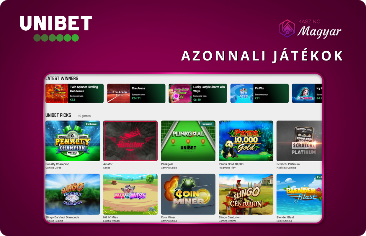 Azonnali játékok a Unibeten